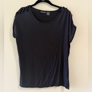 Tahari Black Short Sleeve Tee with Shoulder Details
